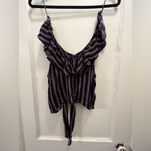 Black Flare Shoulder Crop Top